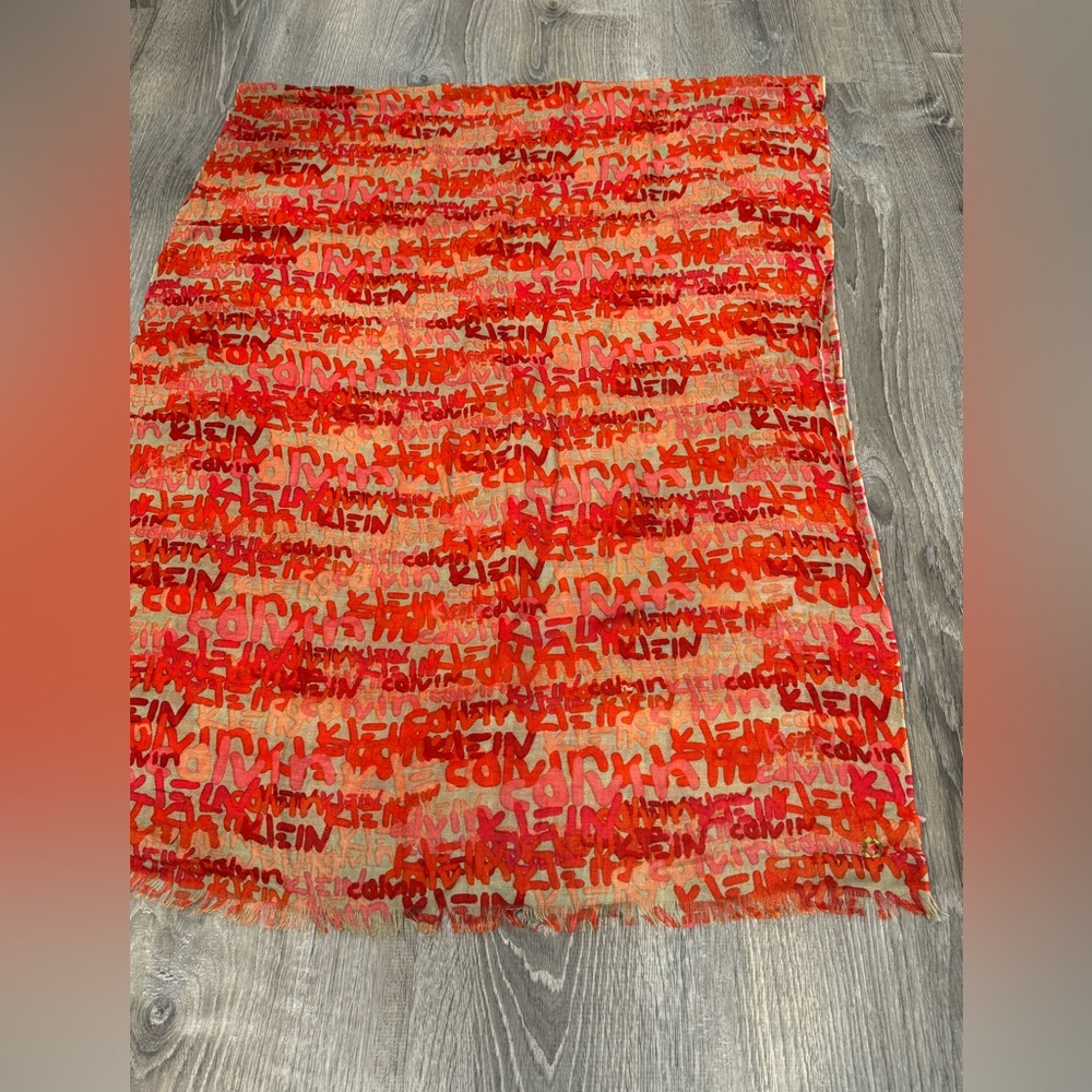 Calvin Klein Scarf Orange and Tan Design B7